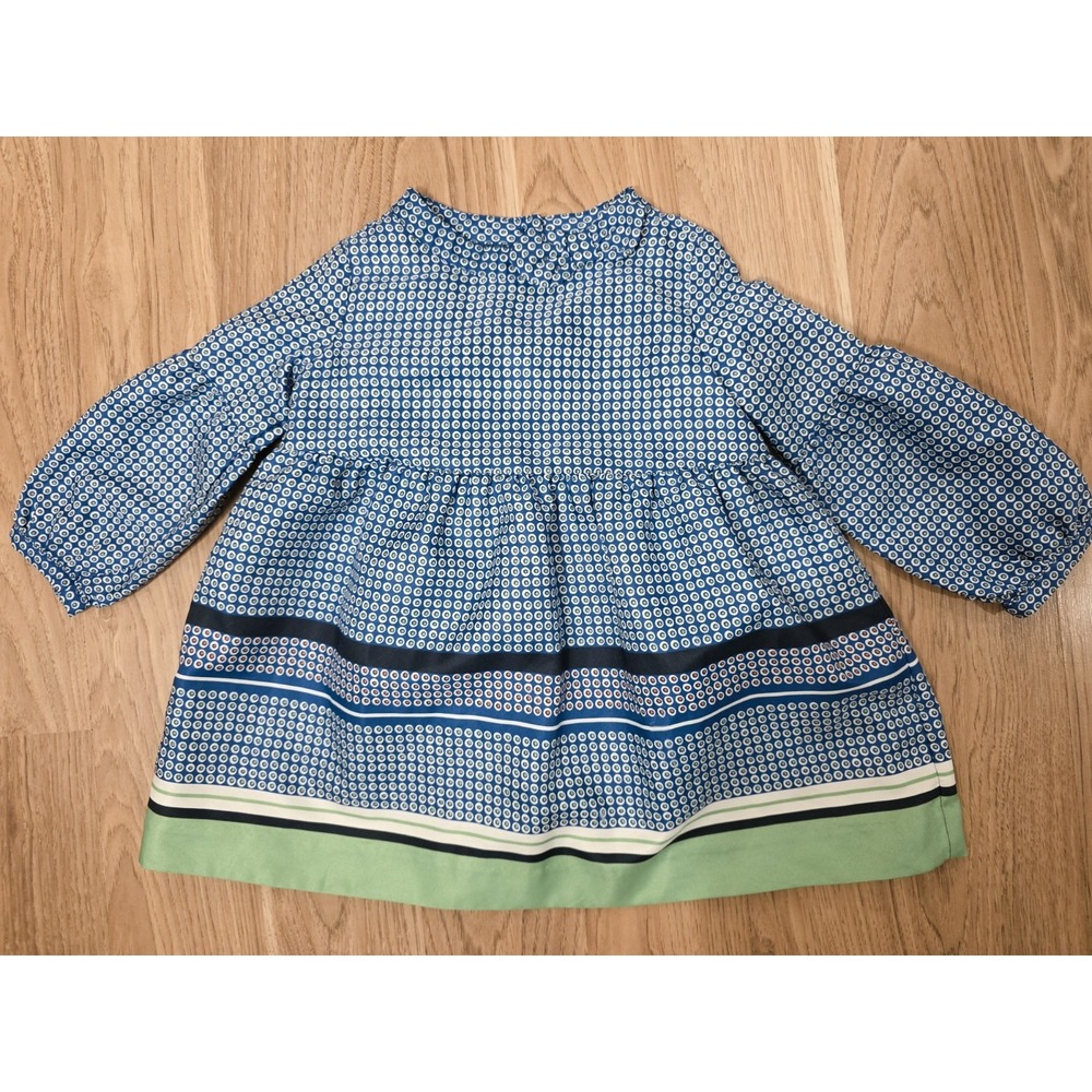 Janie & Jack Green And‎ Blue Polka Dot Stripe Dress Size 18-24 Months